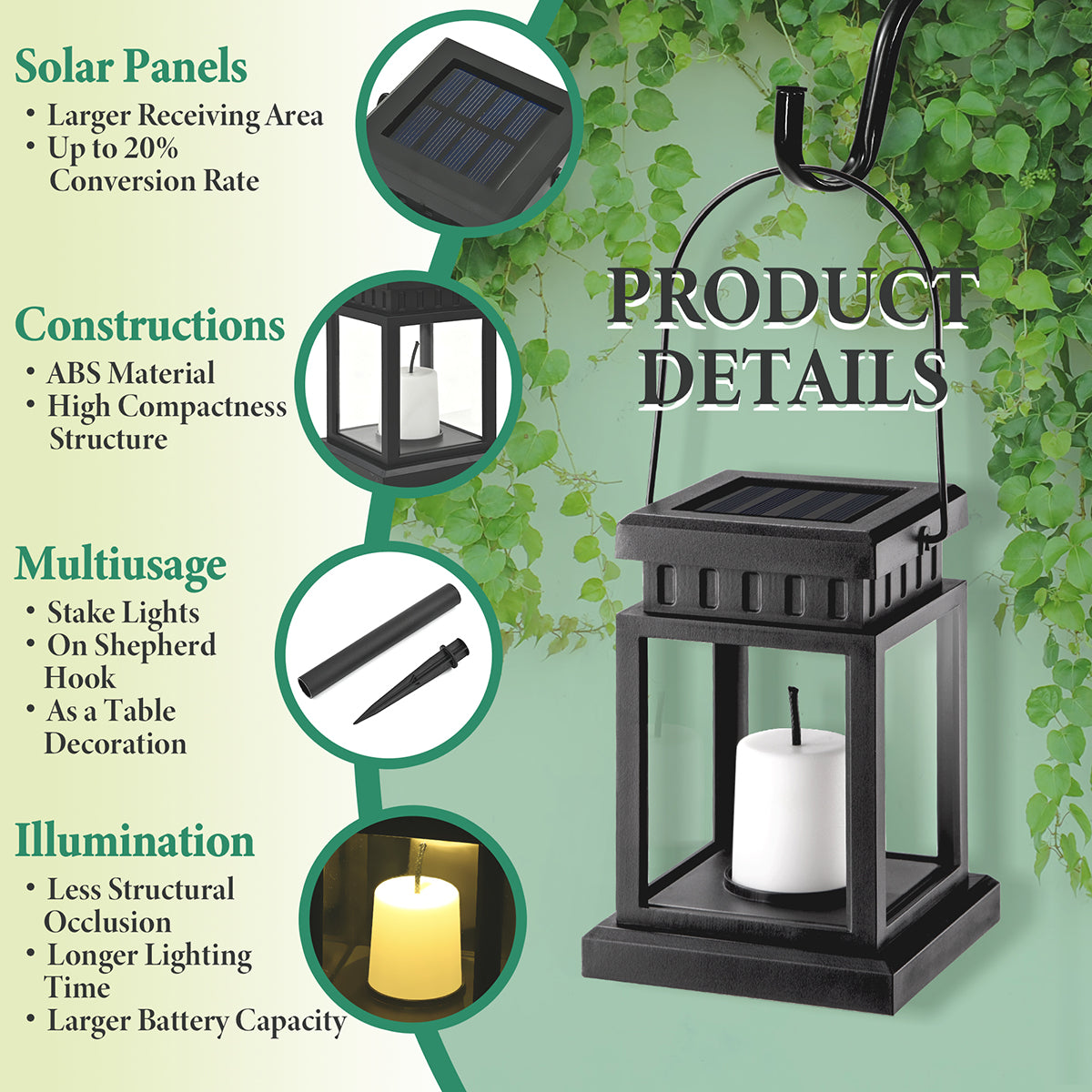 Solpex Solar Hanging Lanterns with Stakes Set