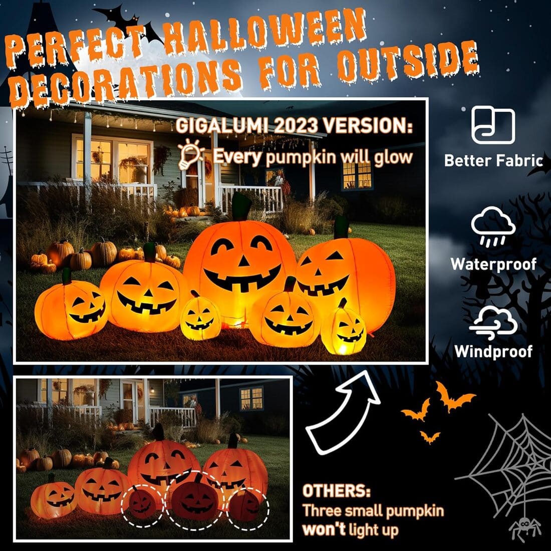 Solpex 7.5FT Halloween Inflatable Pumpkin Combo Decoration Pumpkin