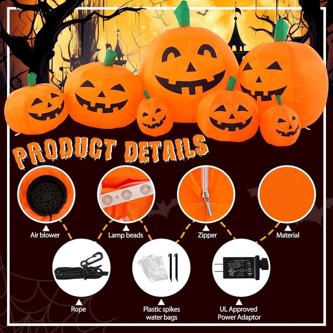 Solpex 7.5FT Halloween Inflatable Pumpkin Combo Decoration Pumpkin