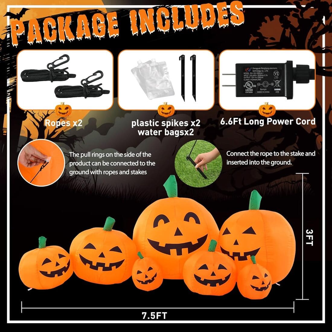 Solpex 7.5FT Halloween Inflatable Pumpkin Combo Decoration Pumpkin