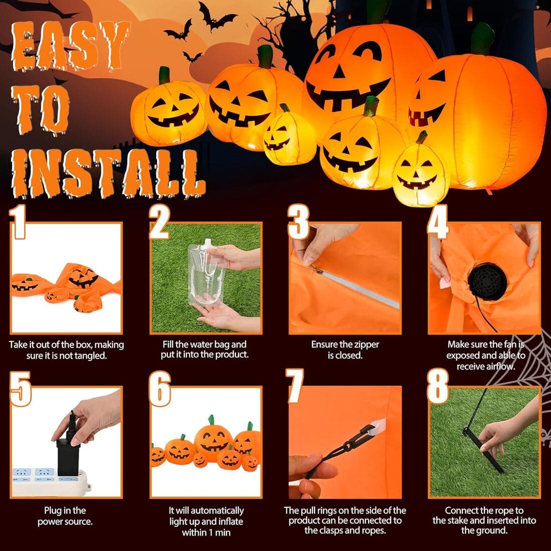 Solpex 7.5FT Halloween Inflatable Pumpkin Combo Decoration Pumpkin