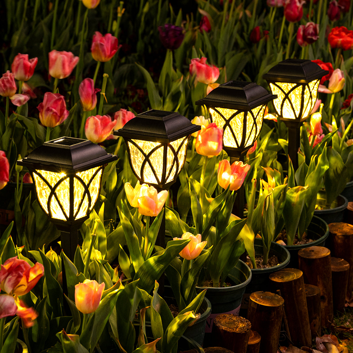 hammered solar walkway lights