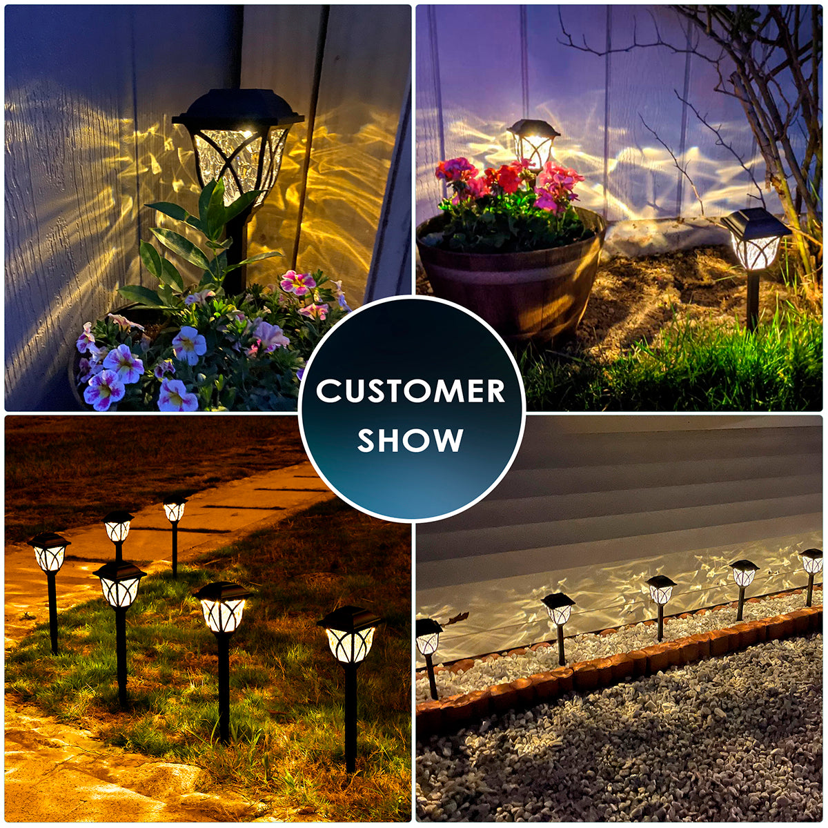 hammered solar walkway lights