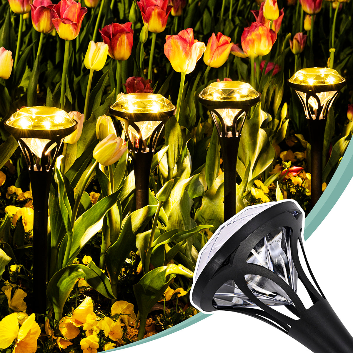 diamond designed backyard solar lights