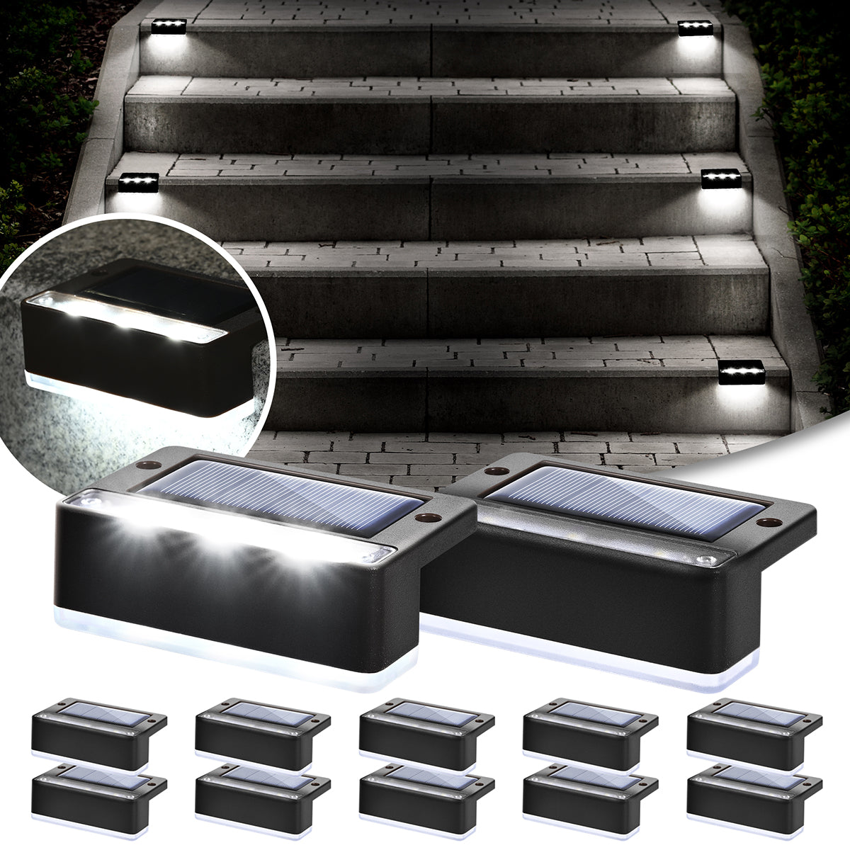 Solpex Horizontal Updated Black Solar Deck Lights Set