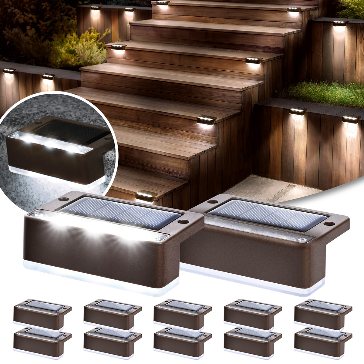 Solpex Horizontal Updated Brown Solar Deck Lights Set