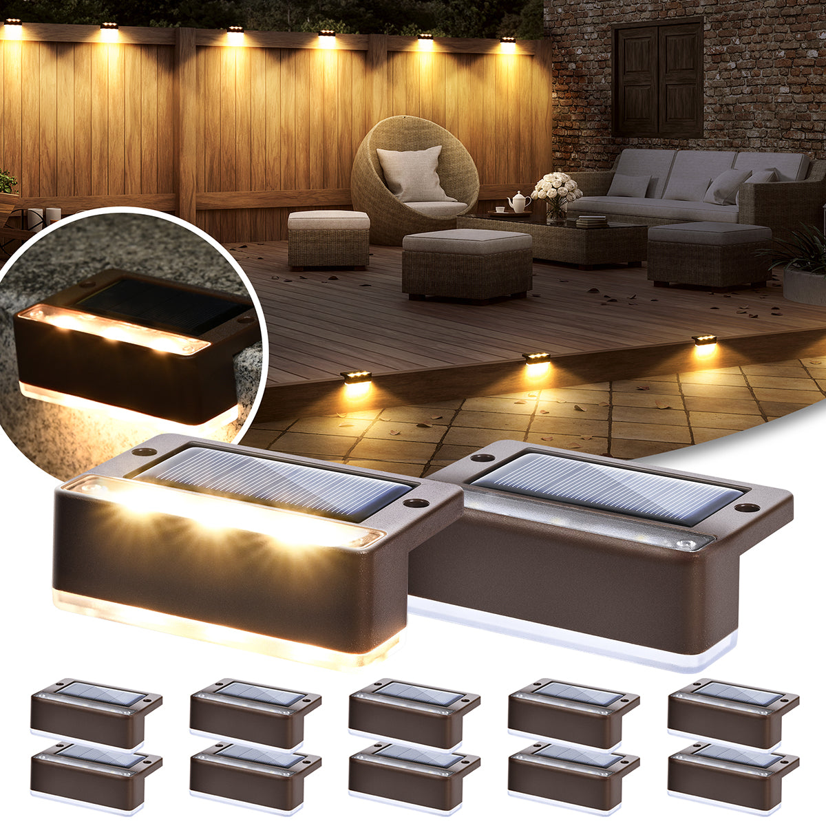 Solpex Horizontal Updated Brown Solar Deck Lights Set