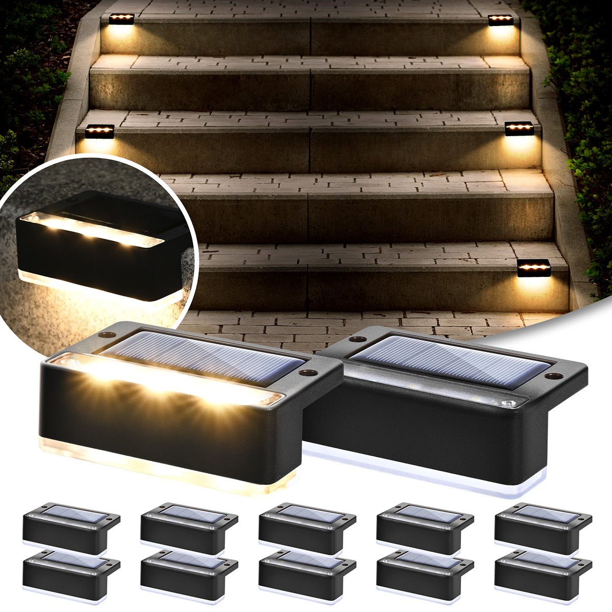 Solpex Horizontal Updated Black Solar Deck Lights Set