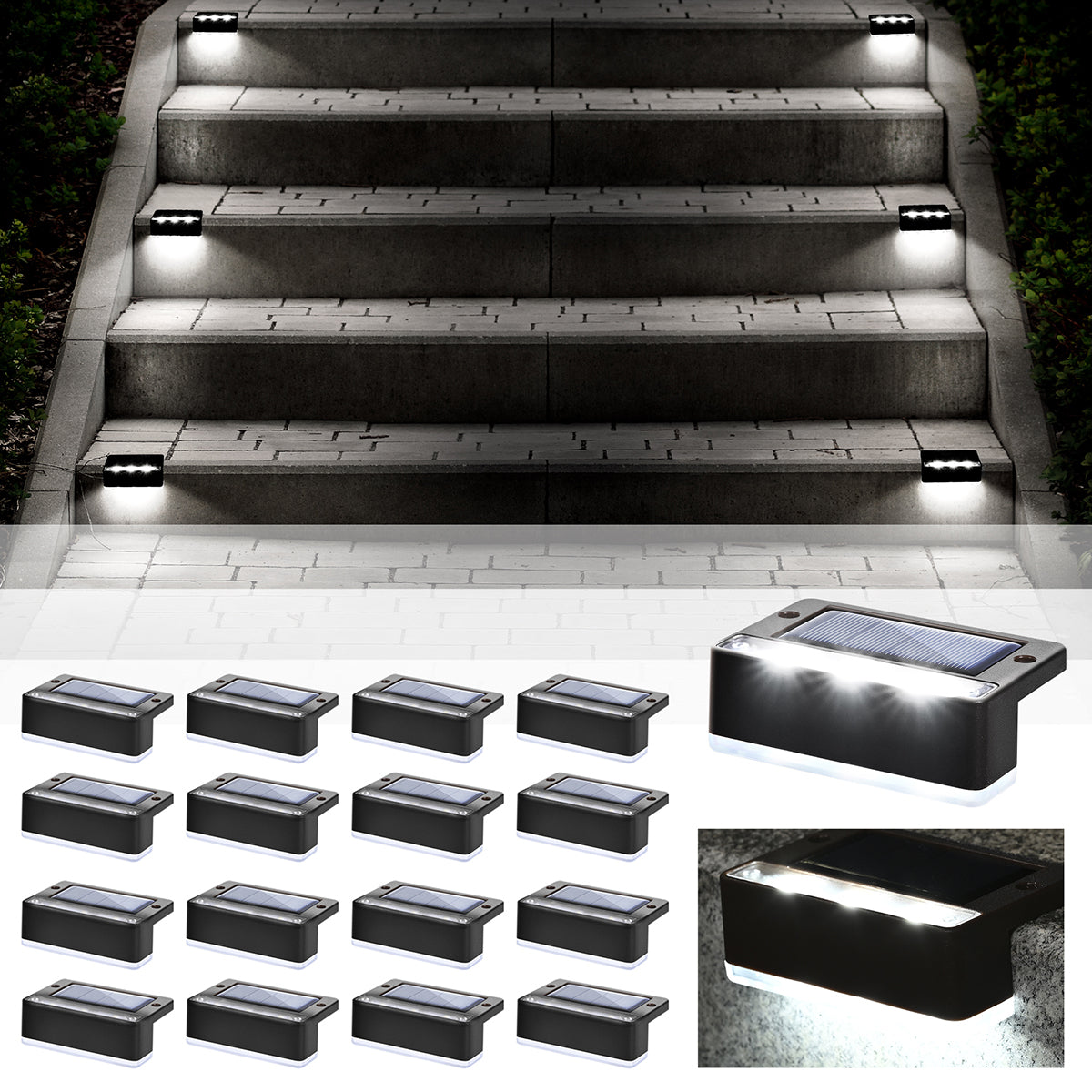 Solpex Horizontal Updated Black Solar Deck Lights Set