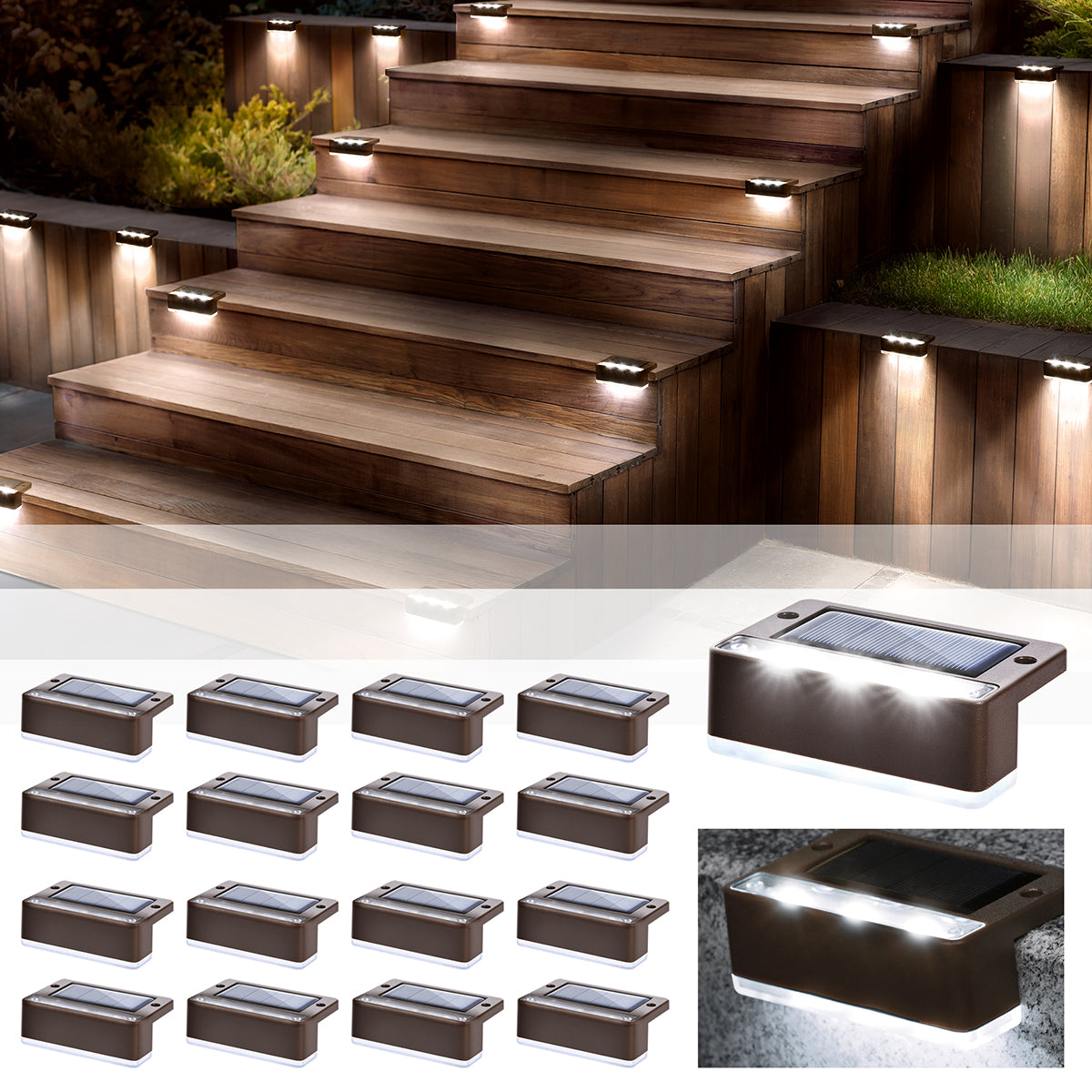 Solpex Horizontal Updated Brown Solar Deck Lights Set