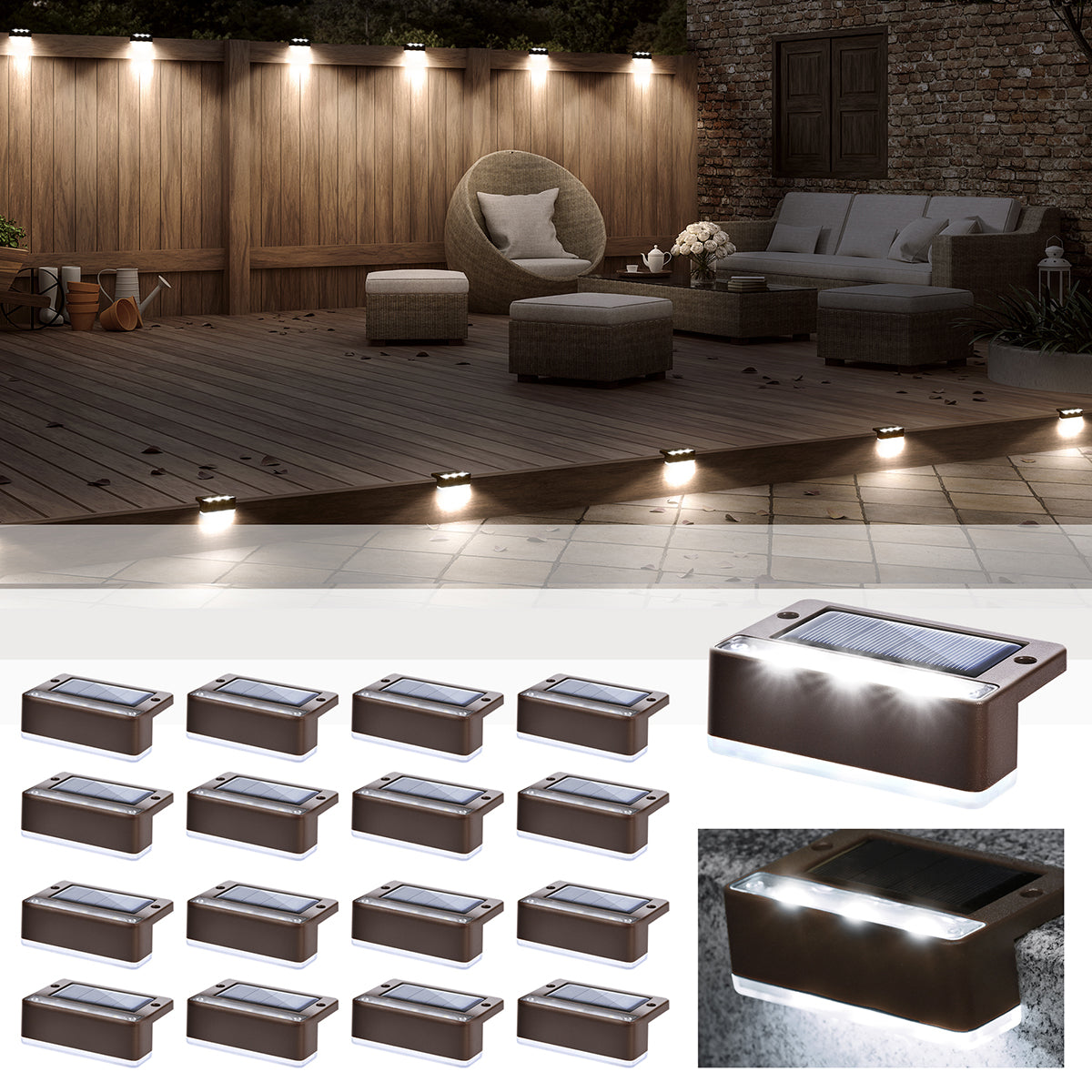 Solpex Horizontal Updated Brown Solar Deck Lights Set