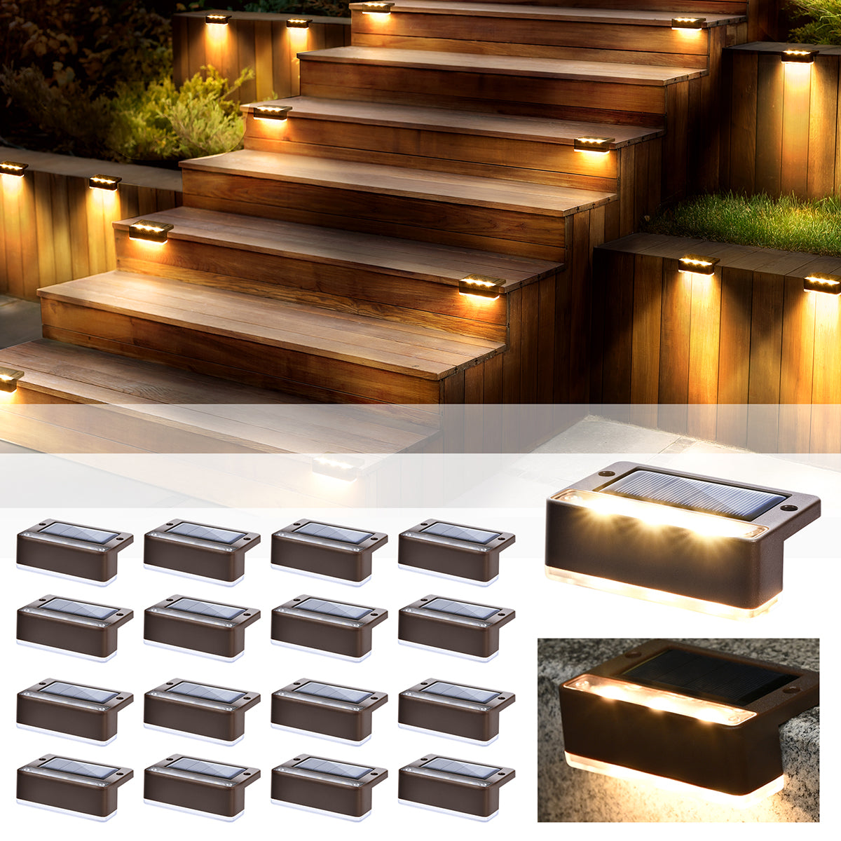 Solpex Horizontal Updated Brown Solar Deck Lights Set