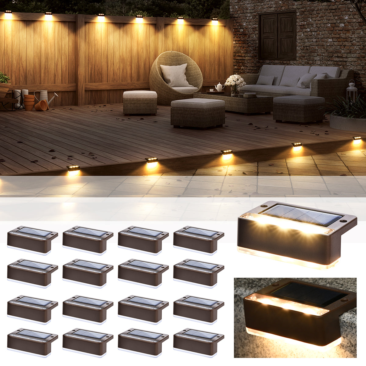Solpex Horizontal Updated Brown Solar Deck Lights Set