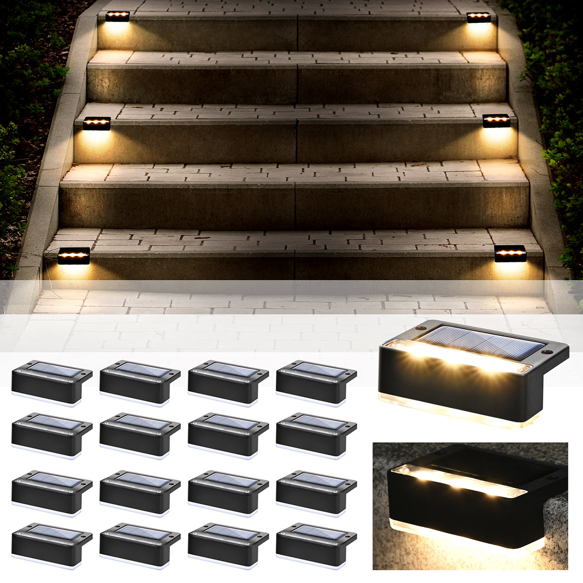 Solpex Horizontal Updated Black Solar Deck Lights Set
