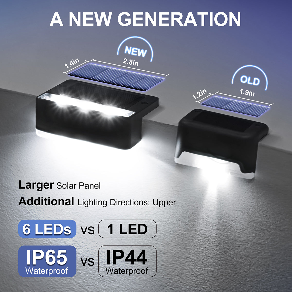 Solpex Horizontal Updated Black Solar Deck Lights Set