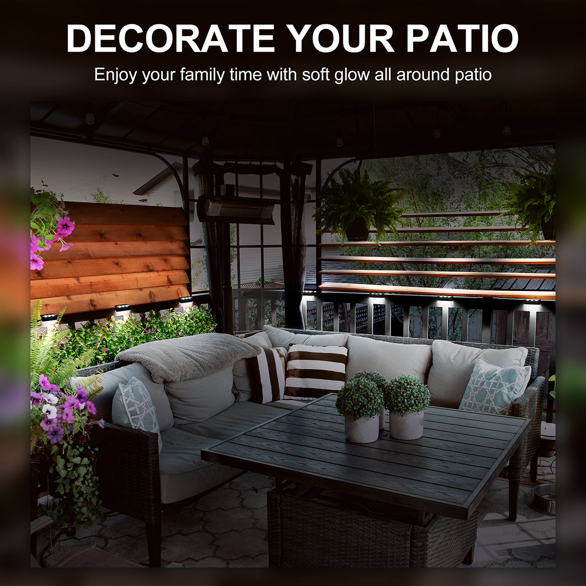 Solpex Horizontal Updated Black Solar Deck Lights Set