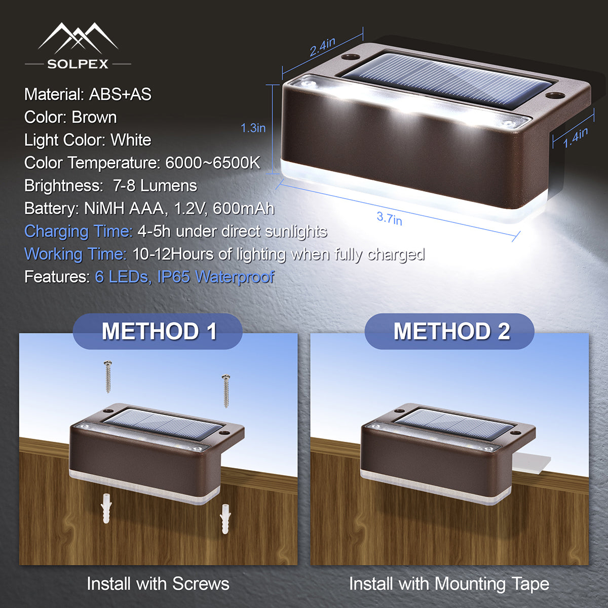 Solpex Horizontal Updated Brown Solar Deck Lights Set