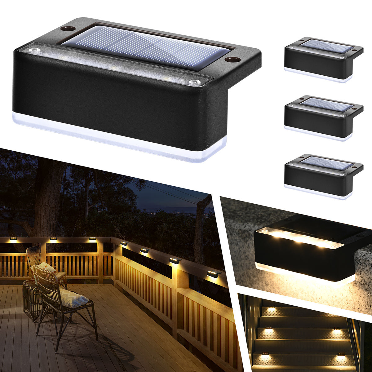Solpex Horizontal Updated Black Solar Deck Lights Set
