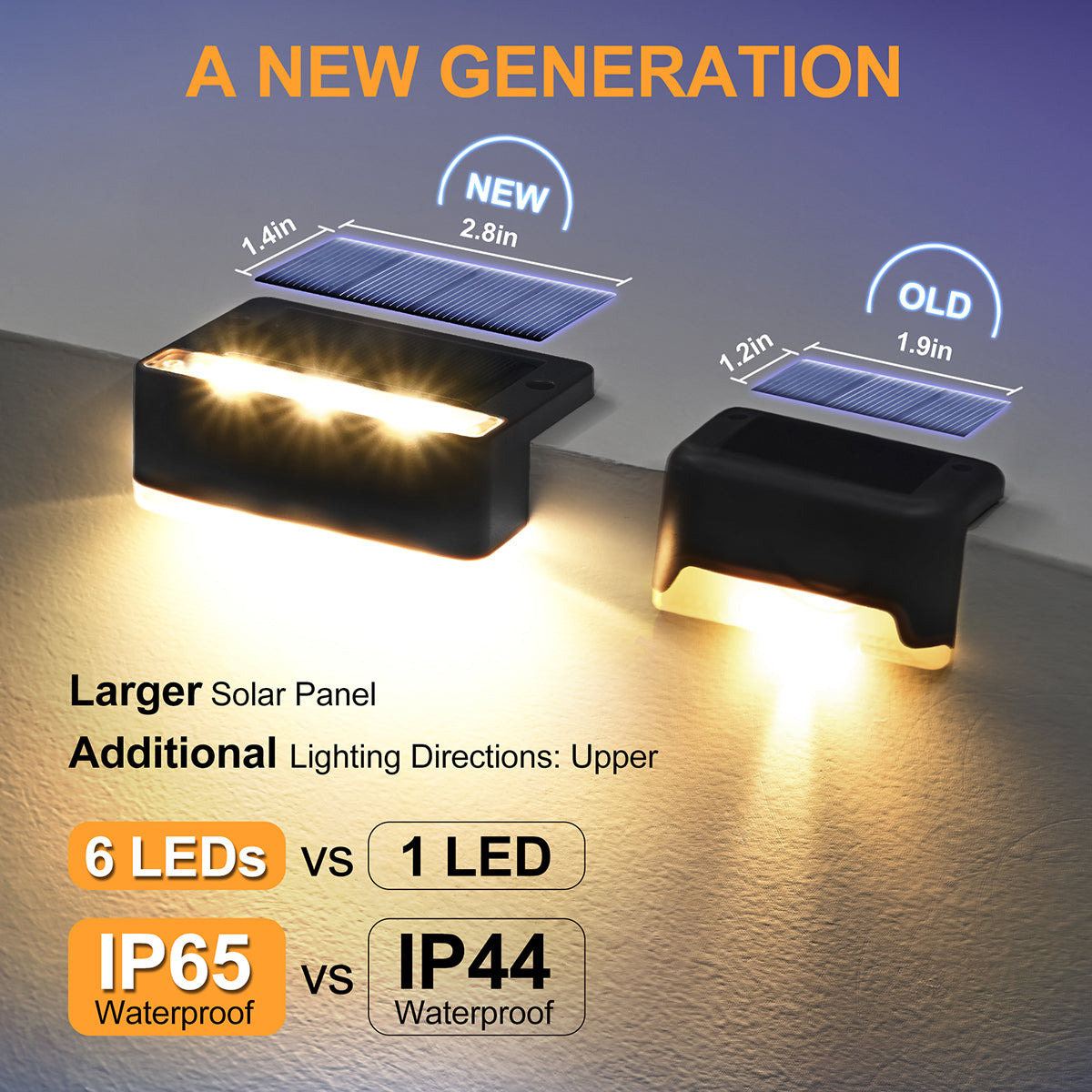 Solpex Horizontal Updated Black Solar Deck Lights Set