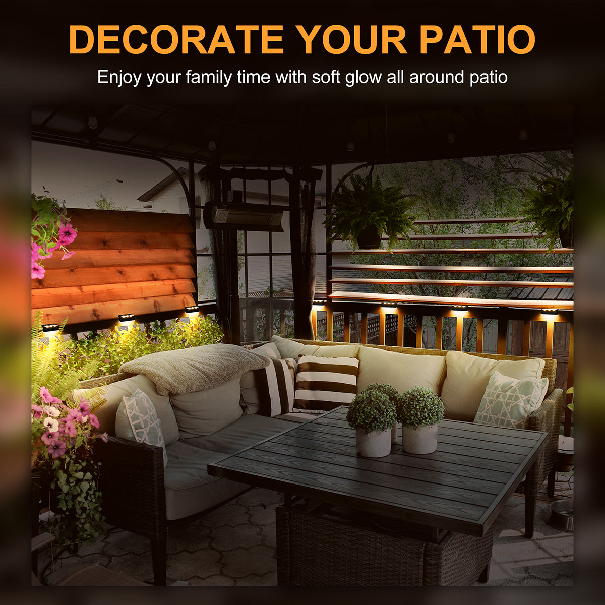 Solpex Horizontal Updated Black Solar Deck Lights Set