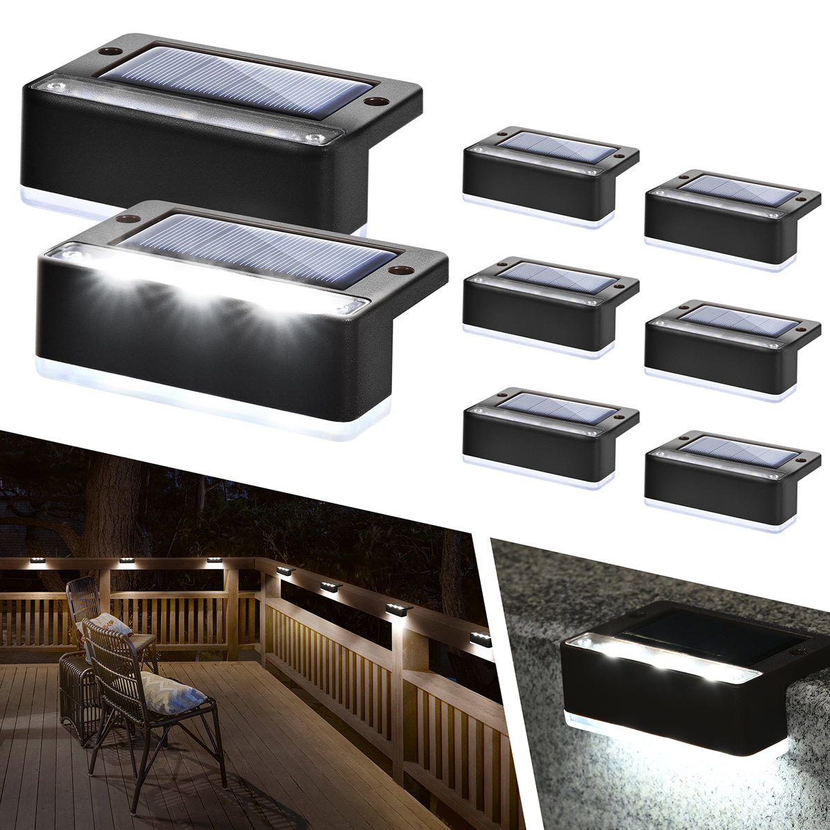 Solpex Horizontal Updated Black Solar Deck Lights Set