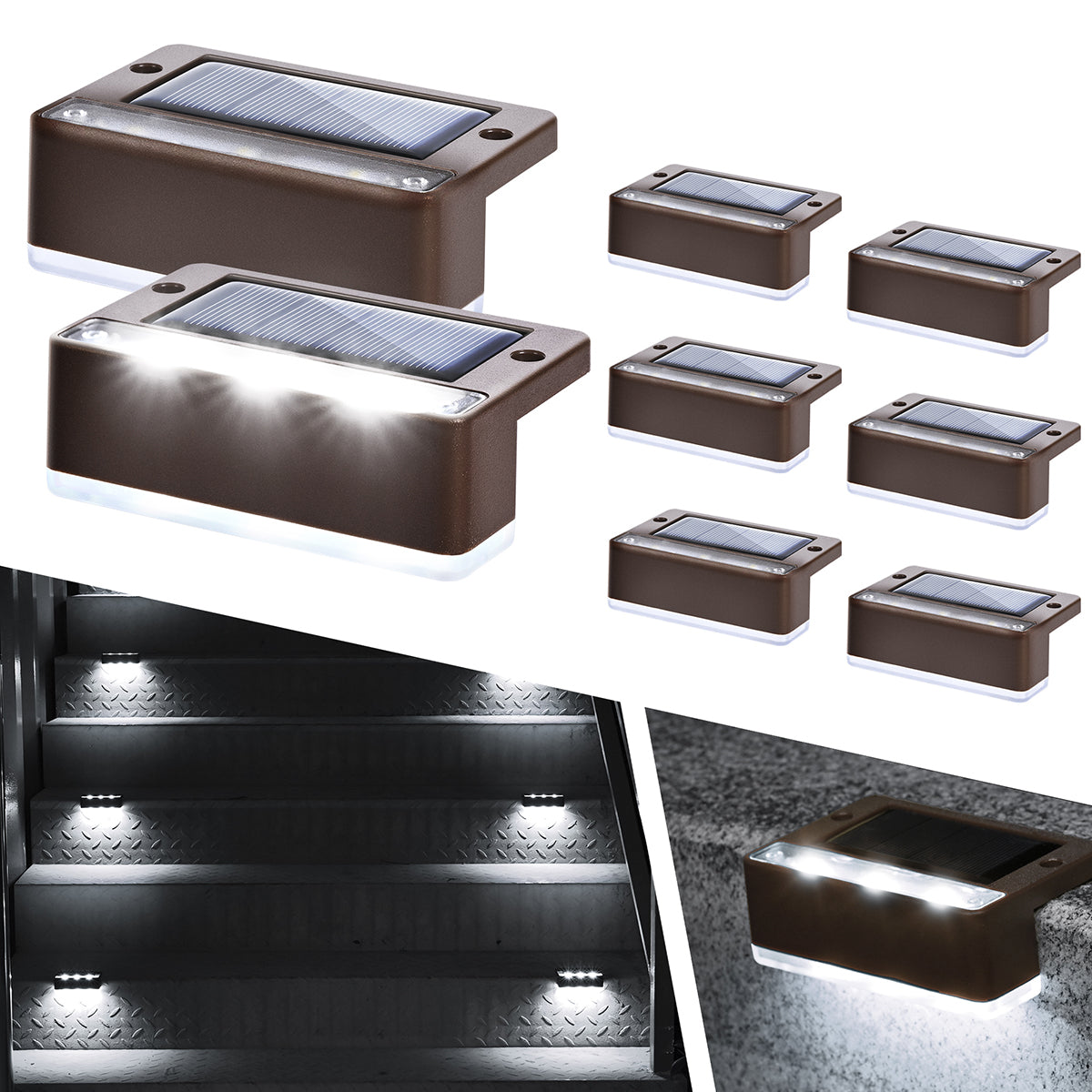 Solpex Horizontal Updated Brown Solar Deck Lights Set