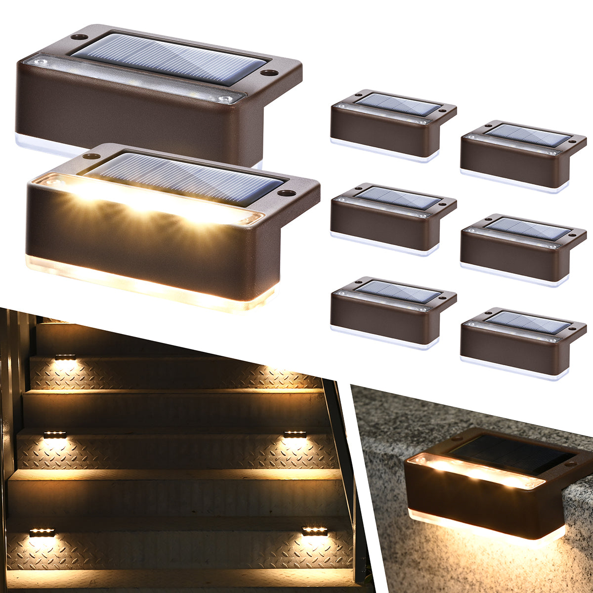 Solpex Horizontal Updated Brown Solar Deck Lights Set