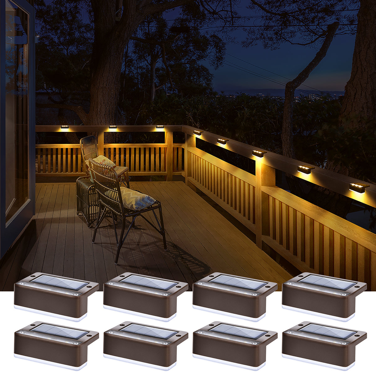 Solpex Horizontal Updated Brown Solar Deck Lights Set