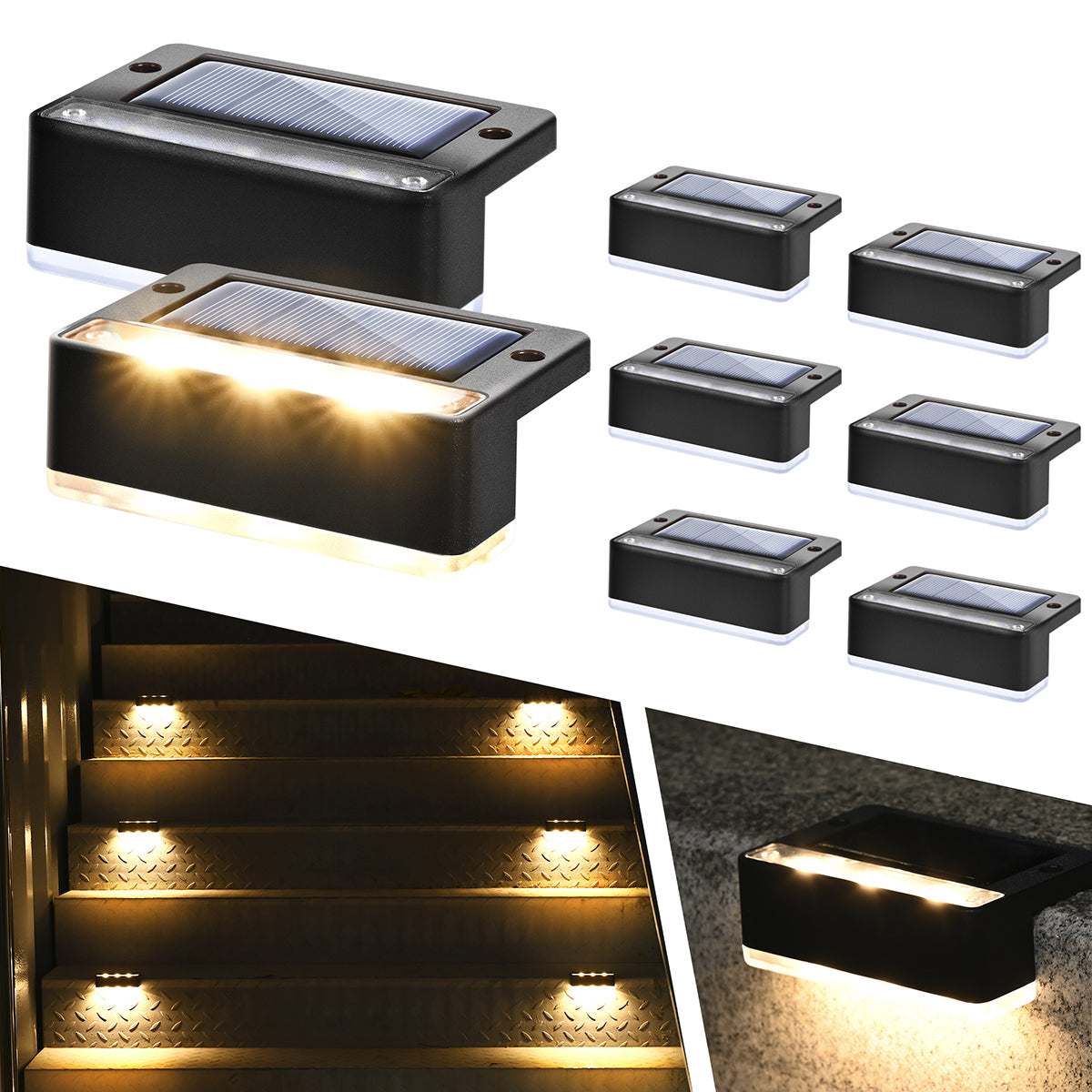 Solpex Horizontal Updated Black Solar Deck Lights Set