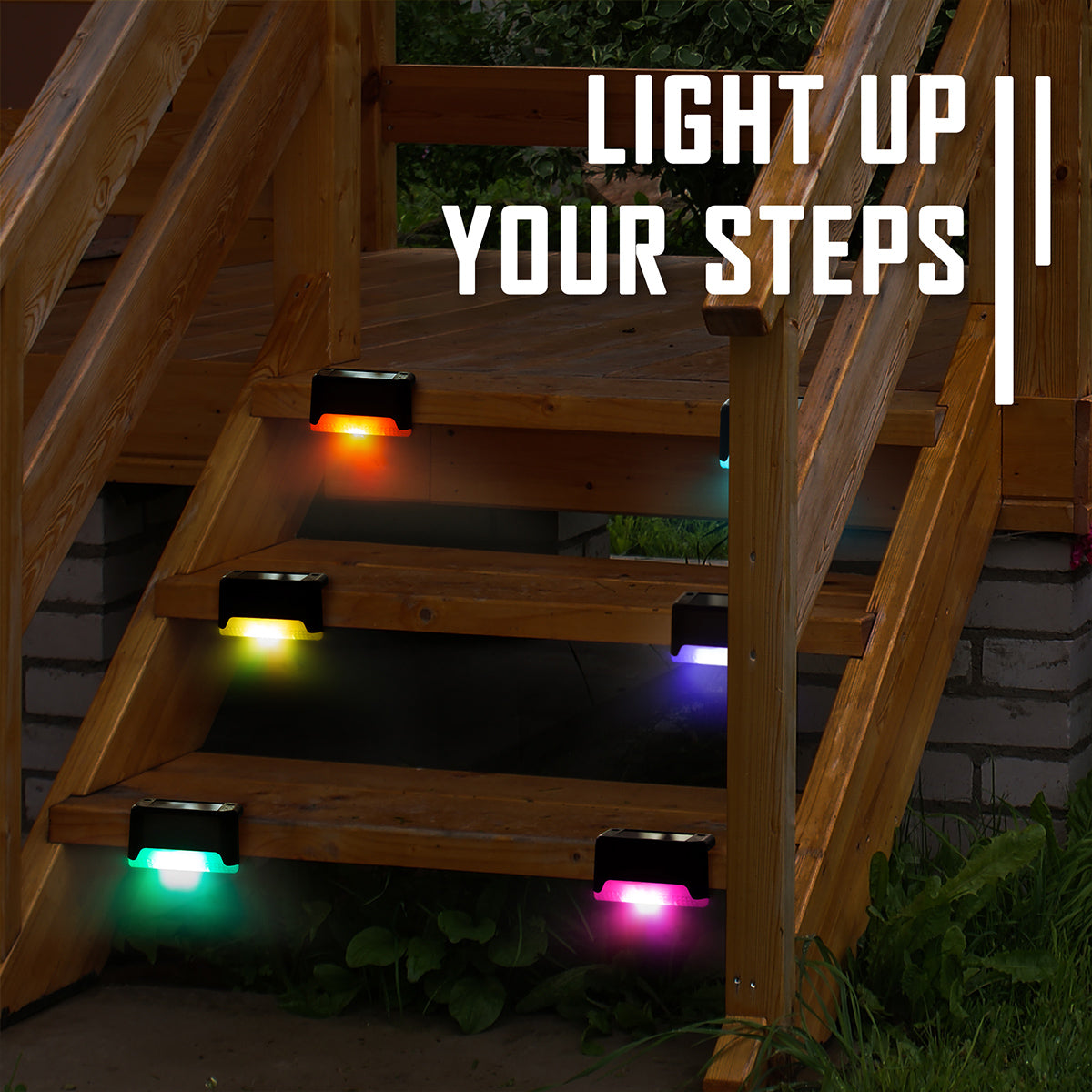 horizontal colorful deck solar lights