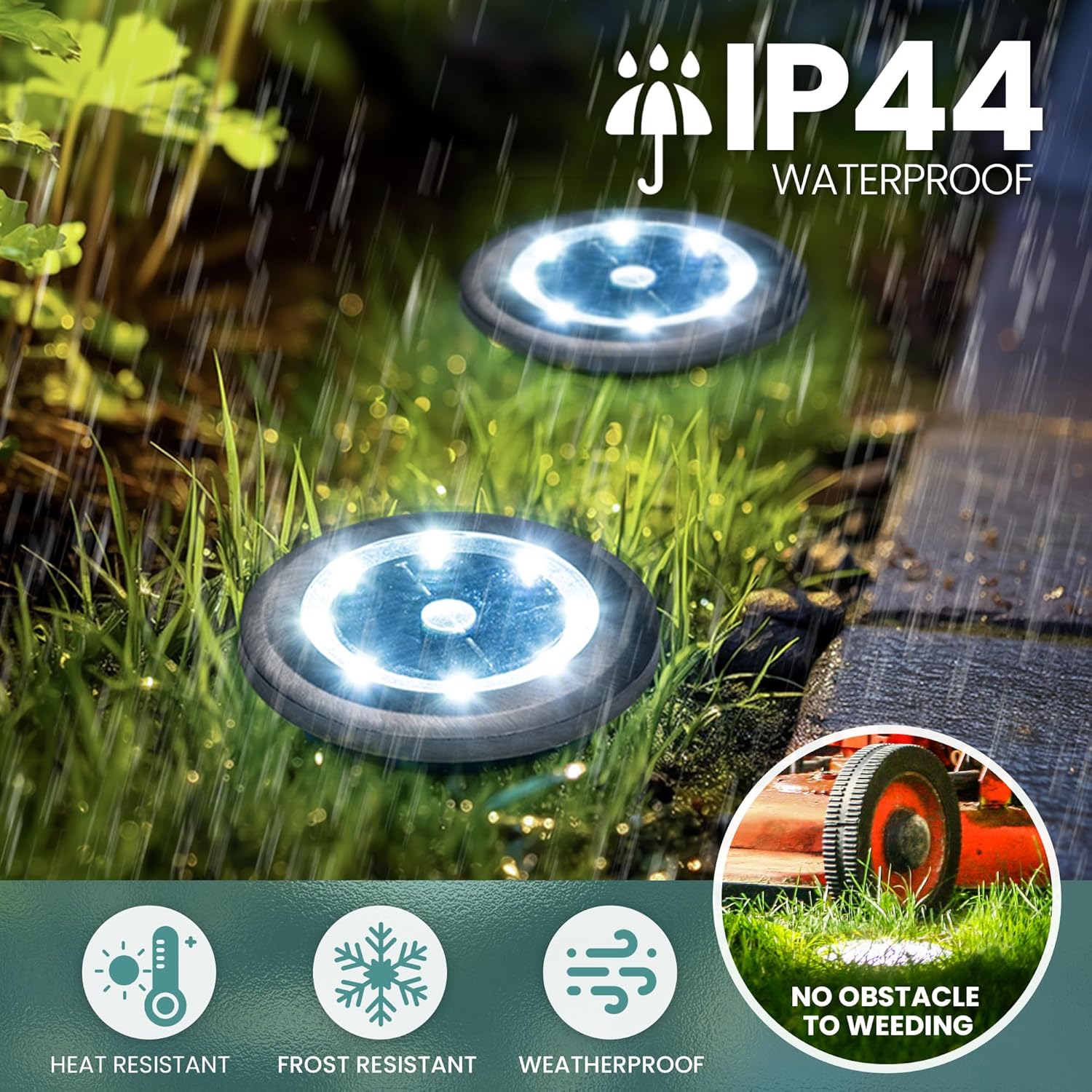 Solpex Solar Lights Outdoor Garden, 10 Pack Mini Solar Ground Lights, Waterproof Garden Light, Powered Landscape Lighting for Patio Yard Driveway Walkway(Cool White)