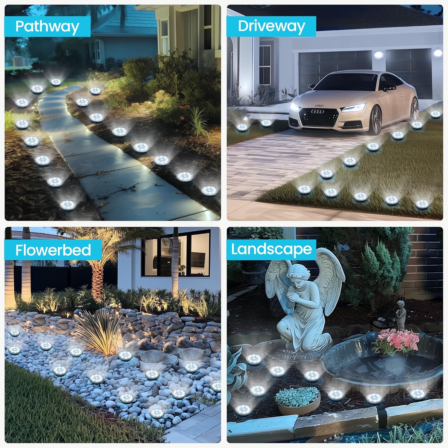 Solpex Solar Lights Outdoor Garden, 10 Pack Mini Solar Ground Lights, Waterproof Garden Light, Powered Landscape Lighting for Patio Yard Driveway Walkway(Cool White)