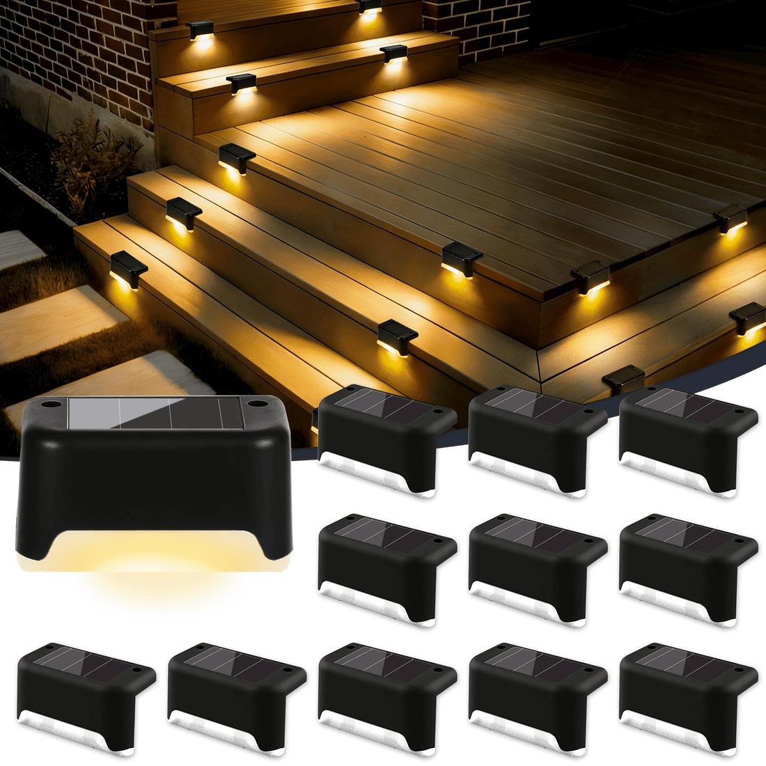 Gutter Path Solpex 12 Pack Outdoor Solar Lights for Steps, Fence, Patio, Gutter, P ...