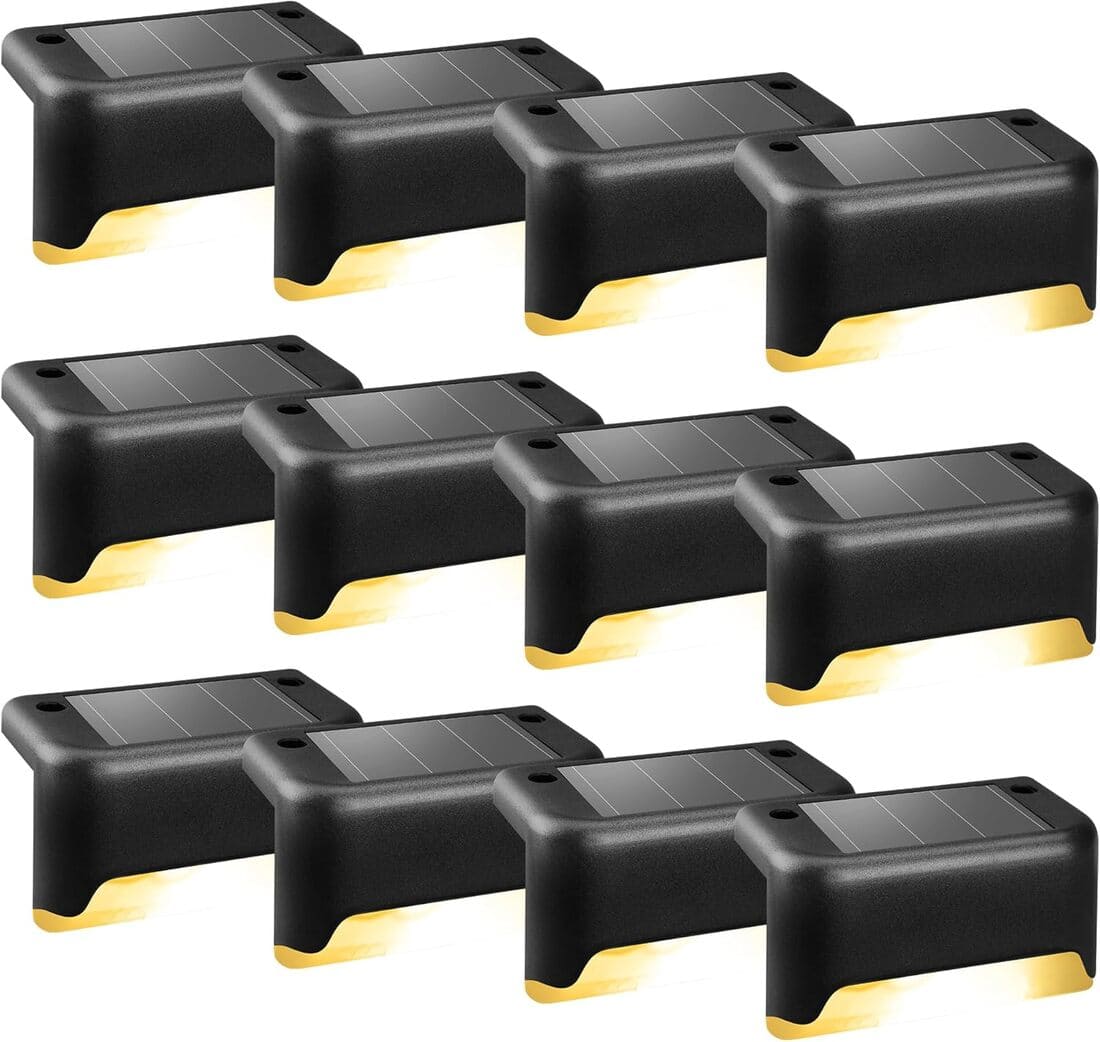 Solpex 12 Pack Outdoor Solar Lights for Steps, Fence, Patio, Gutter, Path, Decoration