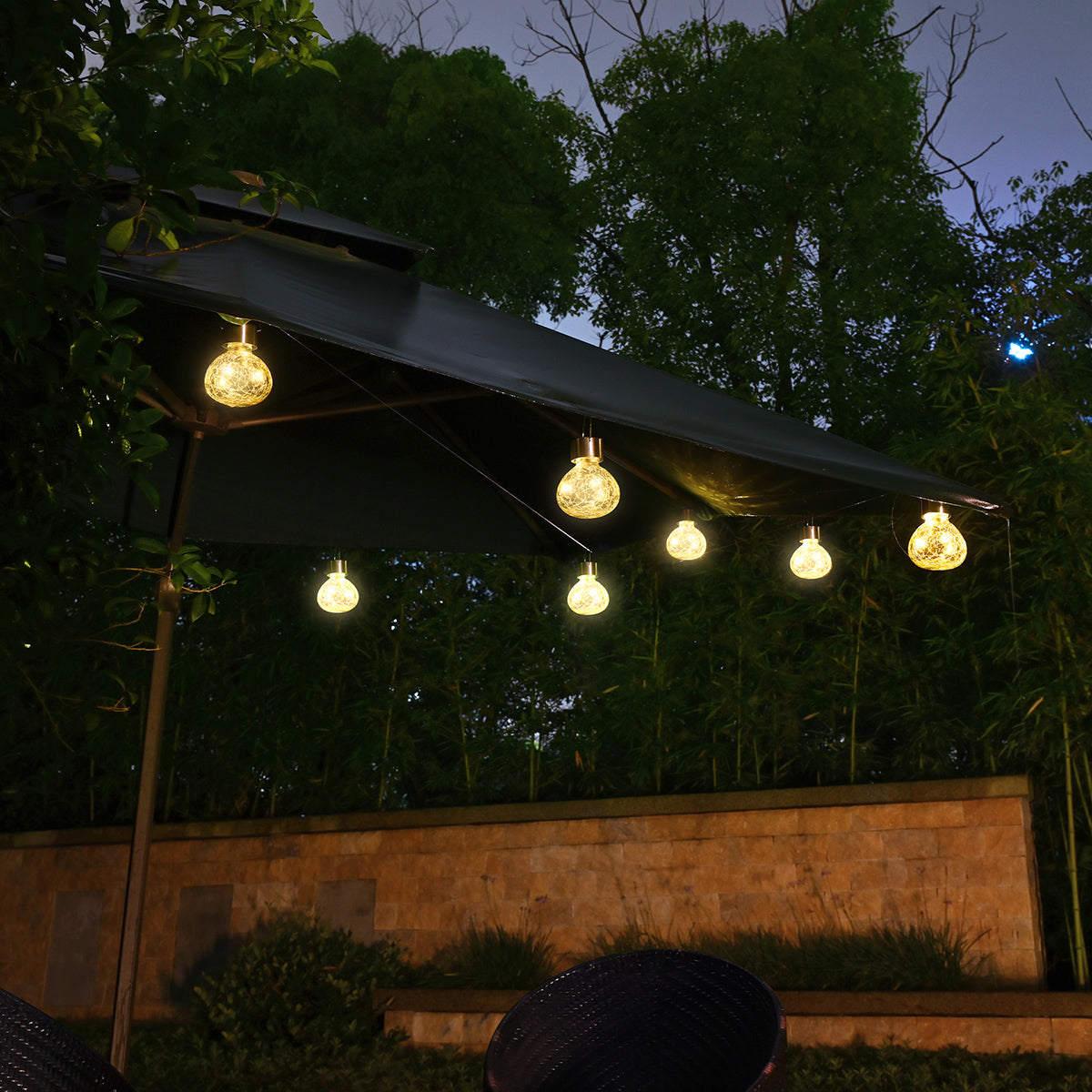 Solpex Crackle Glass Outdoor Hanging Lanterns Set (4 Pack)