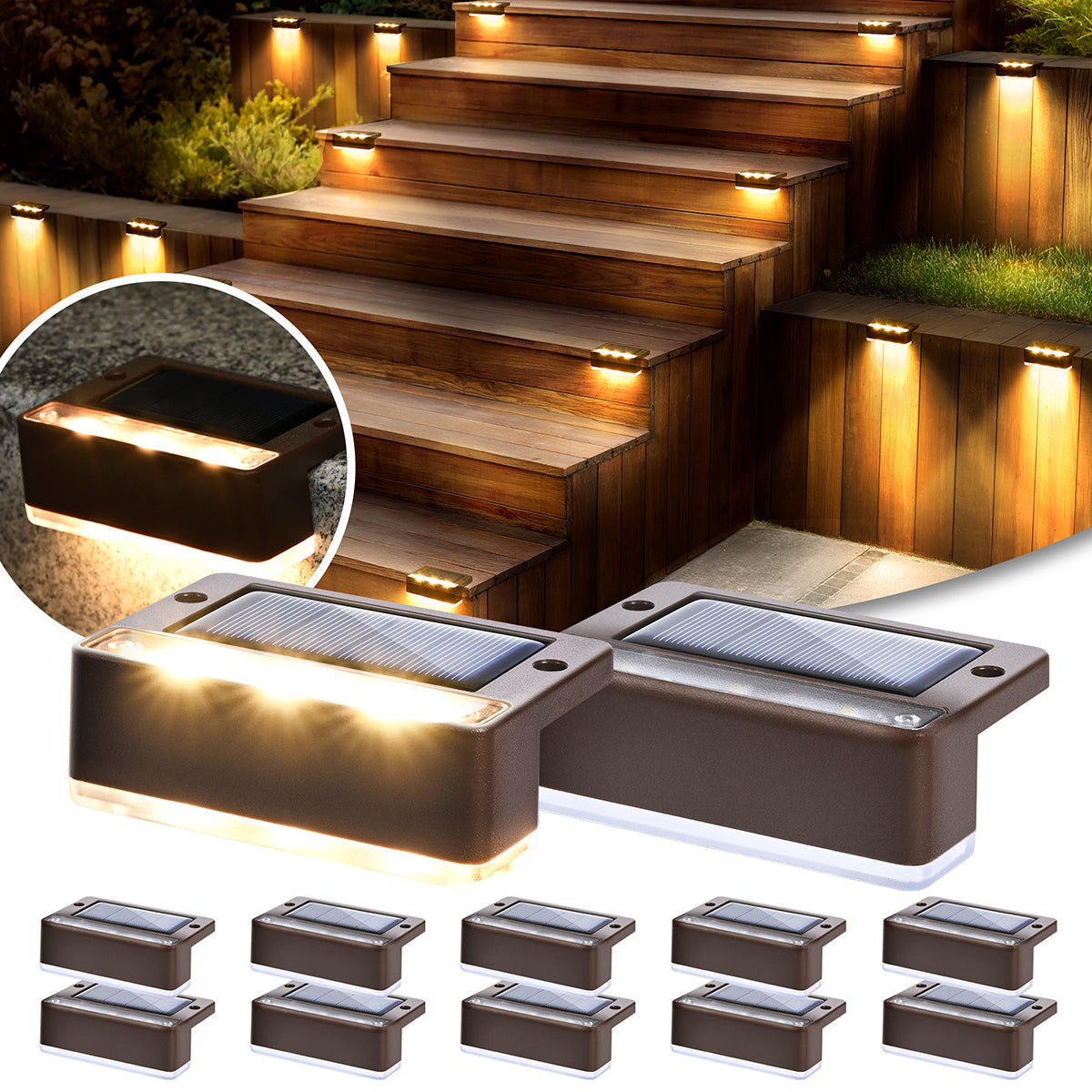 Solpex Horizontal Updated Brown Solar Deck Lights Set