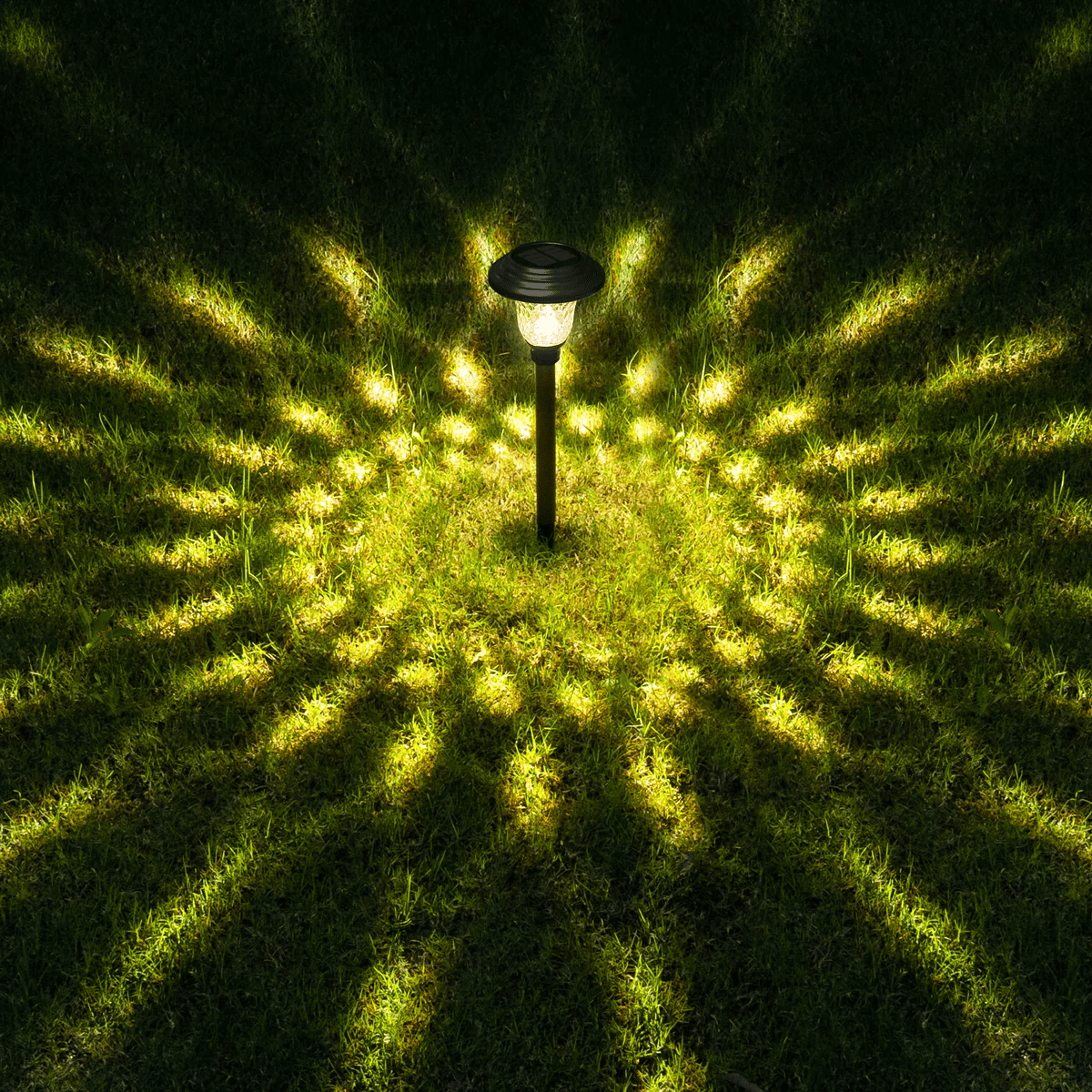 Hammered Metal Solar Yard Lights Set