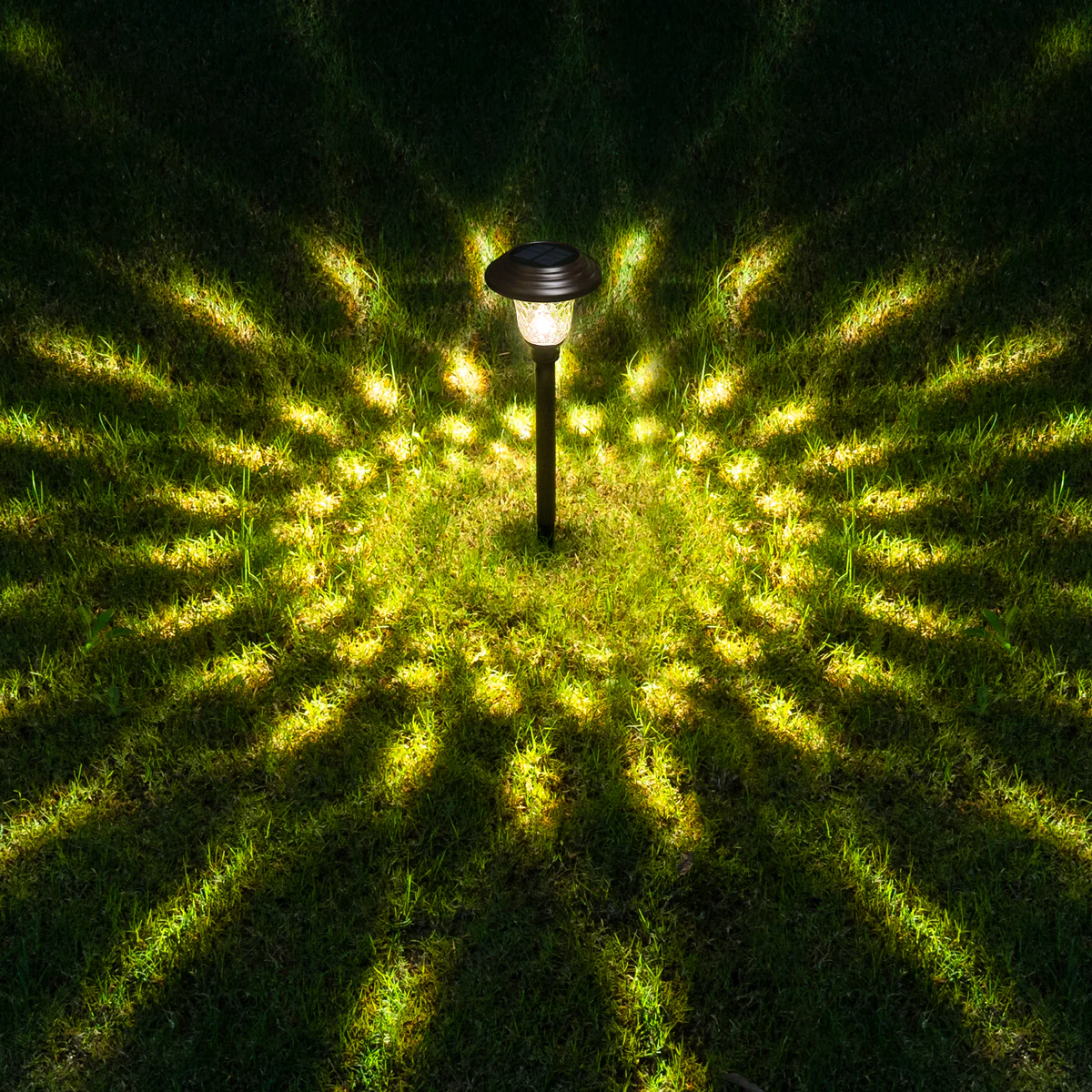 Hammered Metal Solar Yard Lights Set