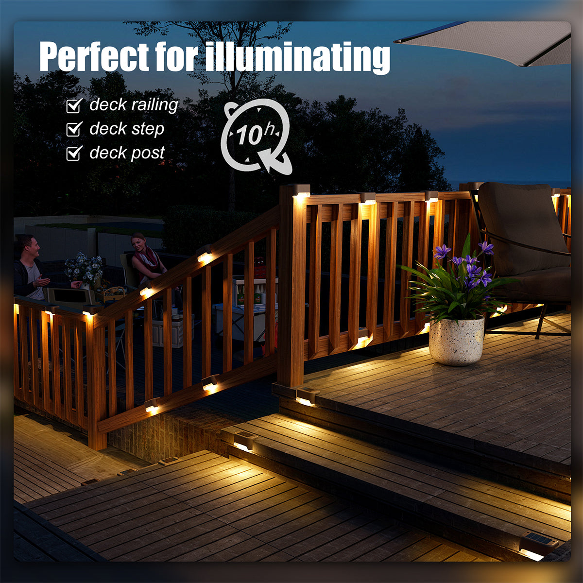 Solpex Horizontal Warm White Solar Deck Lights Set